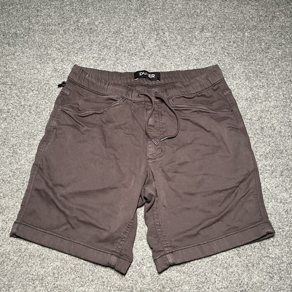 DU/ER Shorts Mens 30 Gray Stretch Drawstrings Pockets Sweat Casual Outdoor